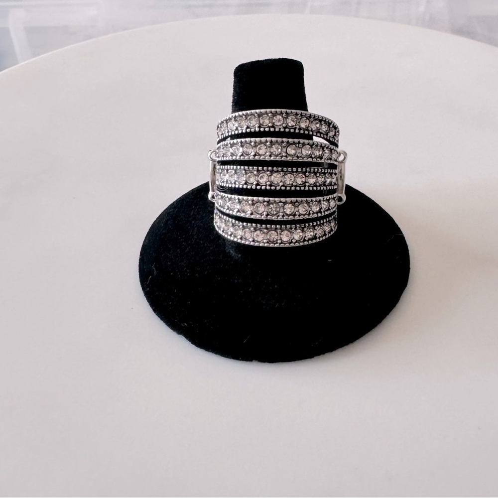 5 Stack Silver Adjustable Ring